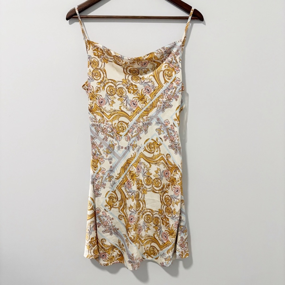Timing Flower Couture Mini Dress Womens Size Medium Spaghetti Strap Tie Back